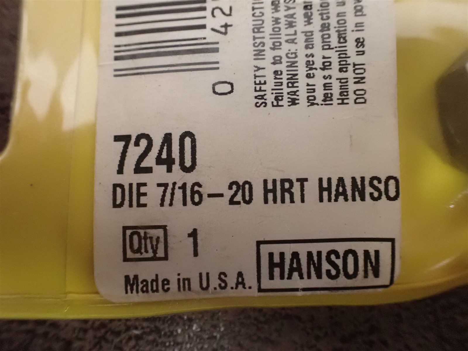 NEW Irwin 7240 High Carbon Steel 7/16″-20 Hex Rethreading Die 7/8″ O.D (BN271)