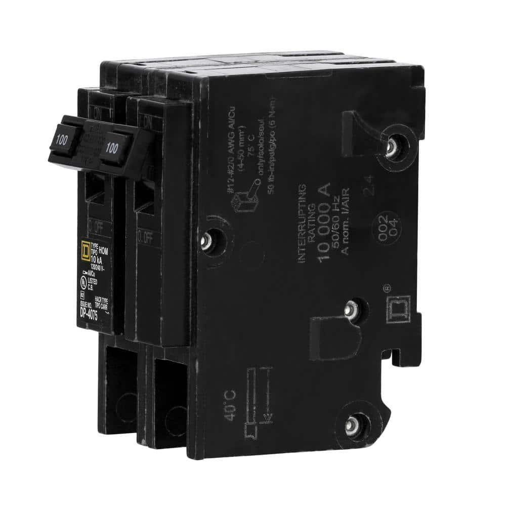 Homeline 100 Amp 2-Pole Main Circuit Breaker Easy To Install Plug-On HOM2100C