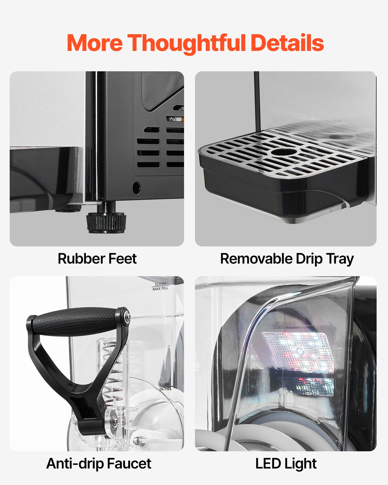 VEVOR Slushie Machine 6L/1.6 GAL No Ice Needed Frozen Drink Maker Single Tank