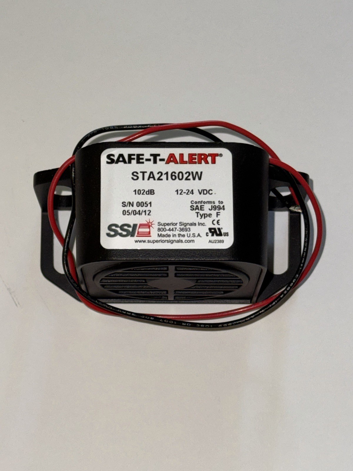 SAFE-T-ALERT STA21602W 102dB 12/24VDC BACKUP ALARM NOS