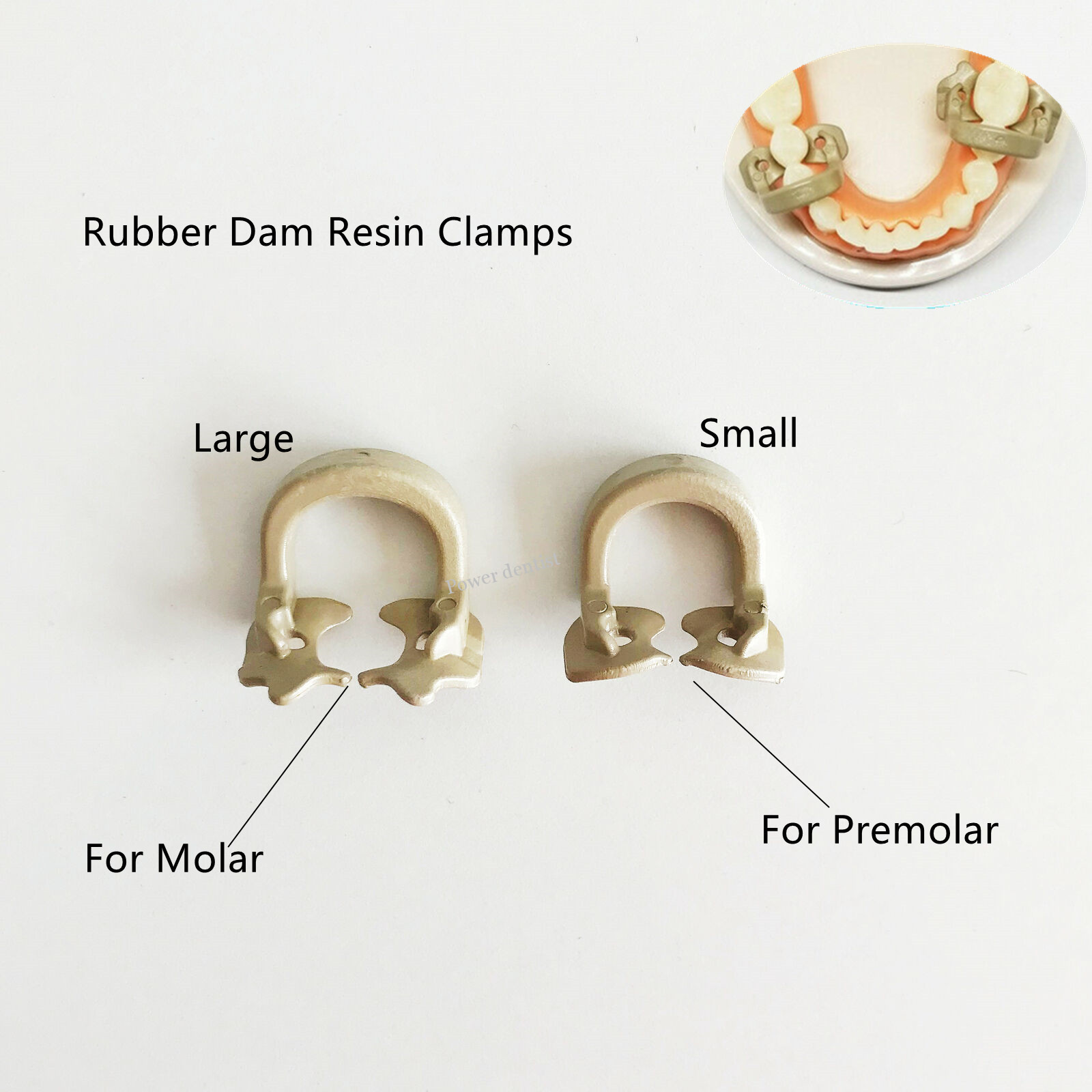 Dental Orthodontic Rubber Dam Resin Clamps Yellow Molar Premolar Autoclave 134℃