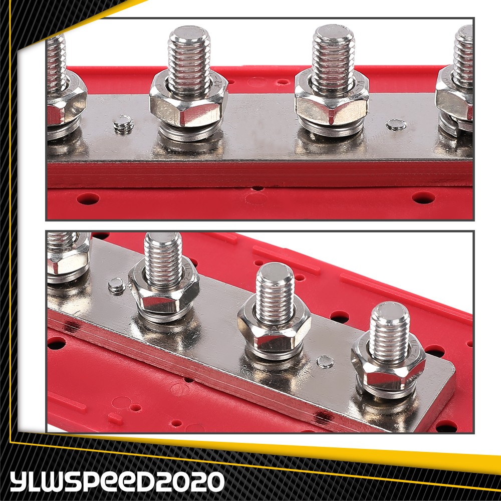 Heavy Duty 4 Way Bus Bar/Power Distribution Box Screw Terminal Studs 300A 48V DC