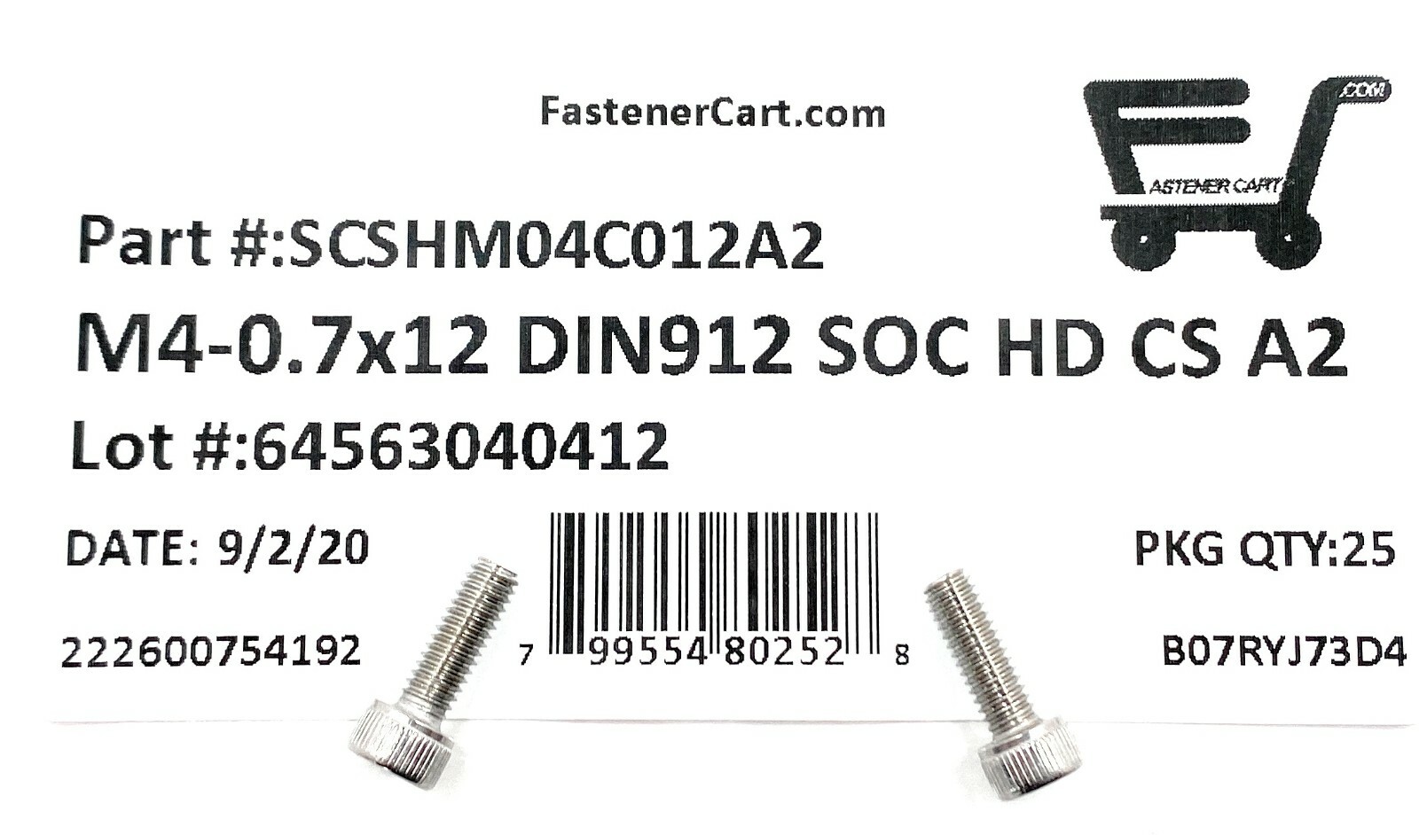 (25) M4-0.7 x 12 Stainless Steel Socket Head Socket Cap Screws DIN912 M4x0.7×12