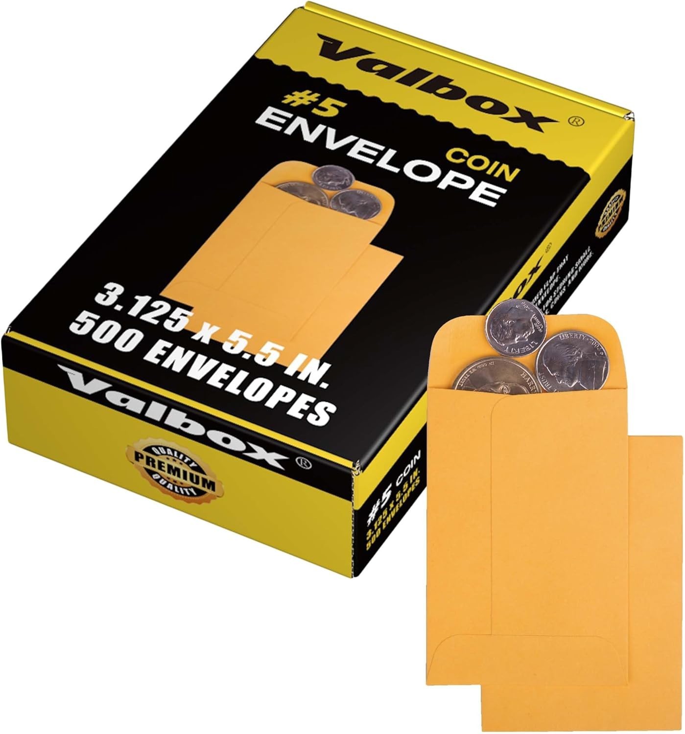 Gummed Flap Brown Kraft Coin Envelopes 3.125×5.5 – 500 Count for Everyday Use