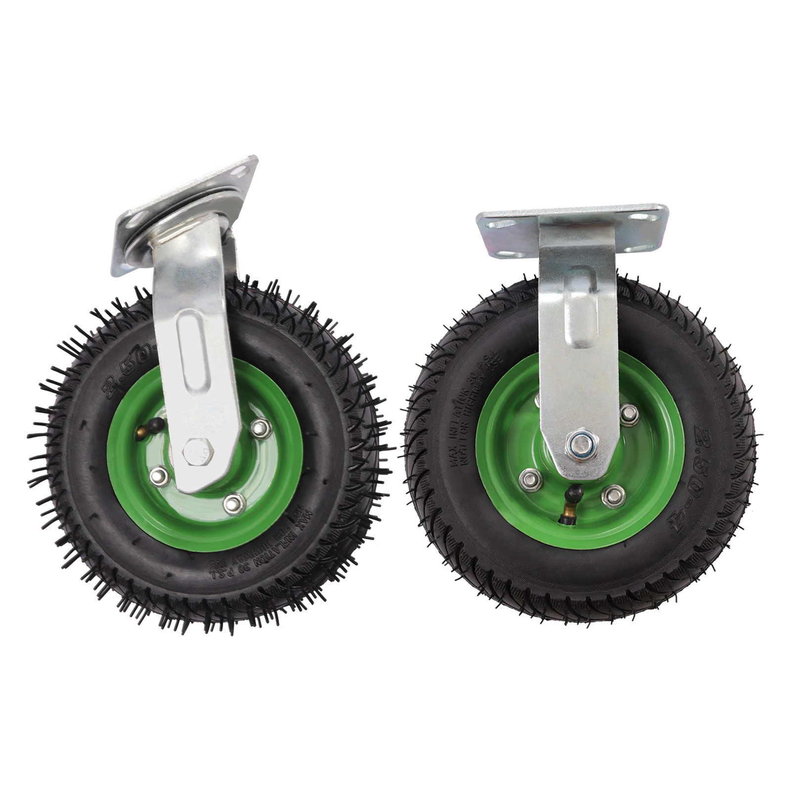 4Pcs 8″ Pneumatic Air Tire 2 Rigid + 2 Swivel Wheel HD Farm Cart Caster Large