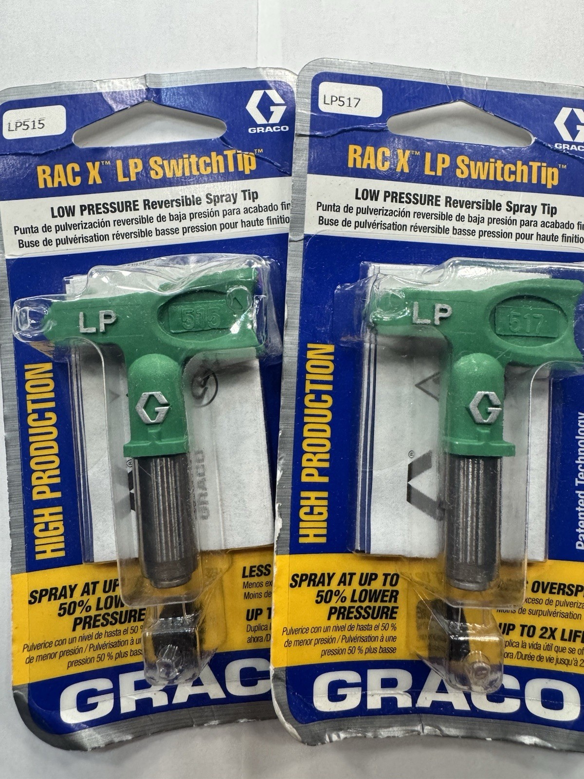 LOW PRESSURE LP 515 & 517 Tip 2-PACK REGULAR FINISH Buy 2 & SAVE Graco RAC X