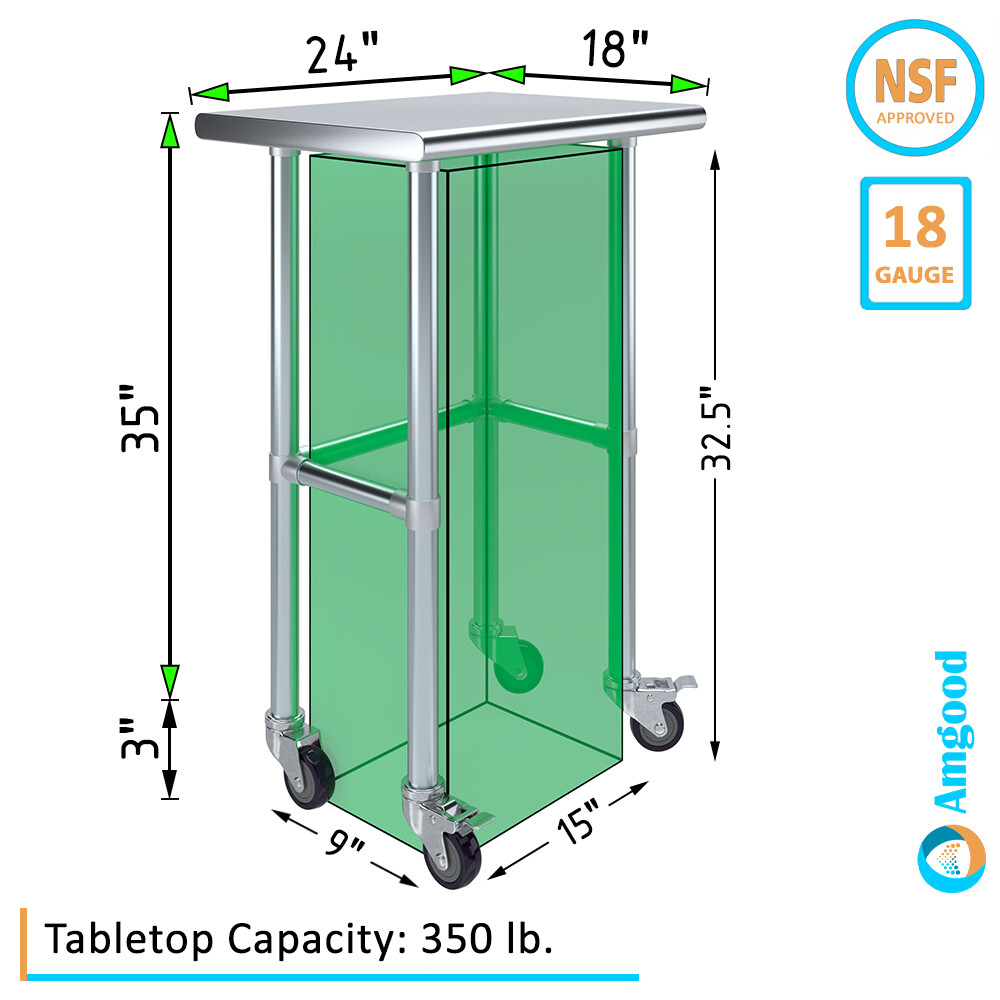 18″ X 24″ Stainless Steel Open Base Table | NSF Prep Metal Work Table