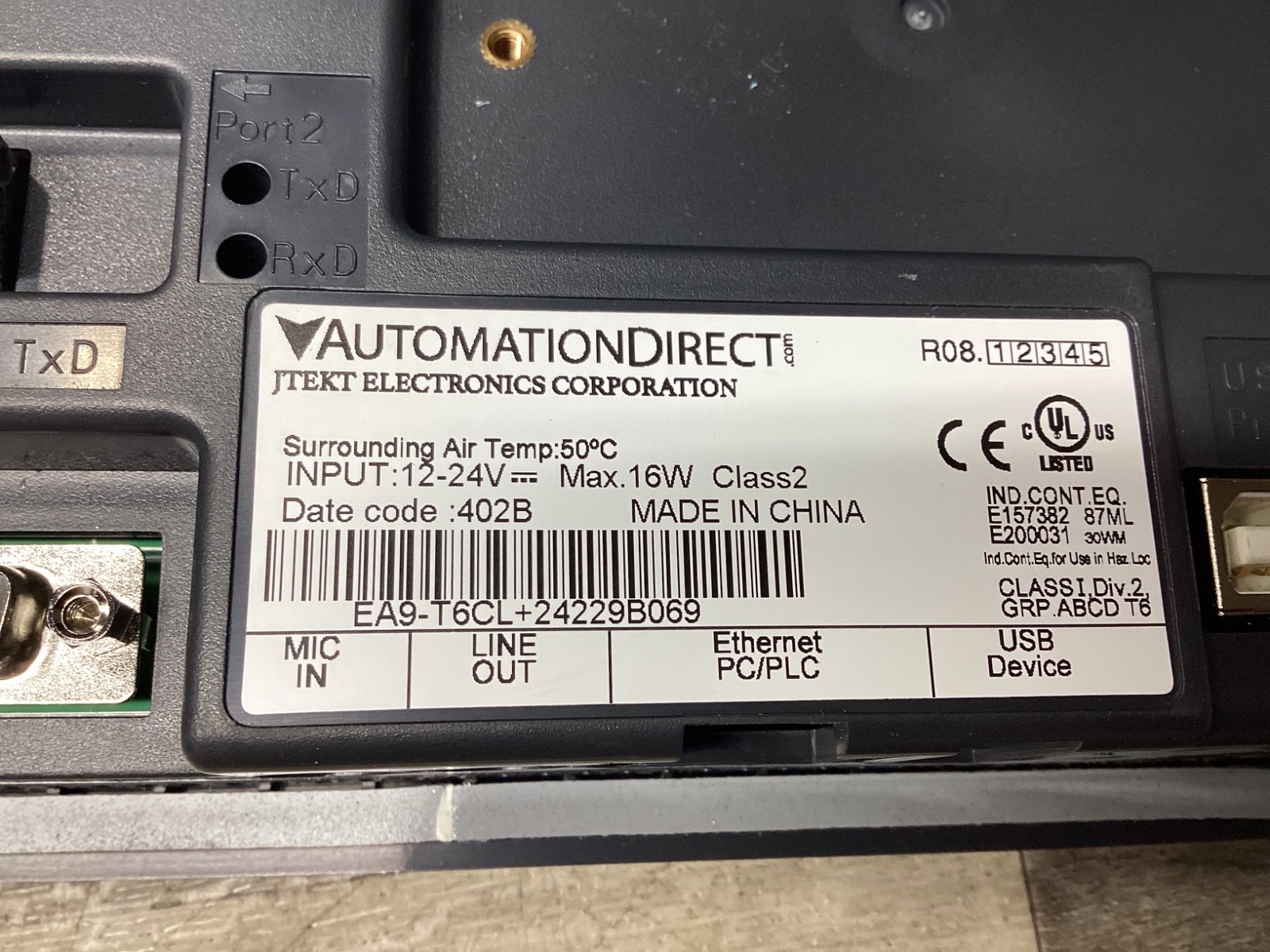 AutomationDirect 8” Touchscreen EA9-T6CL+24229B069 #107A166PR2