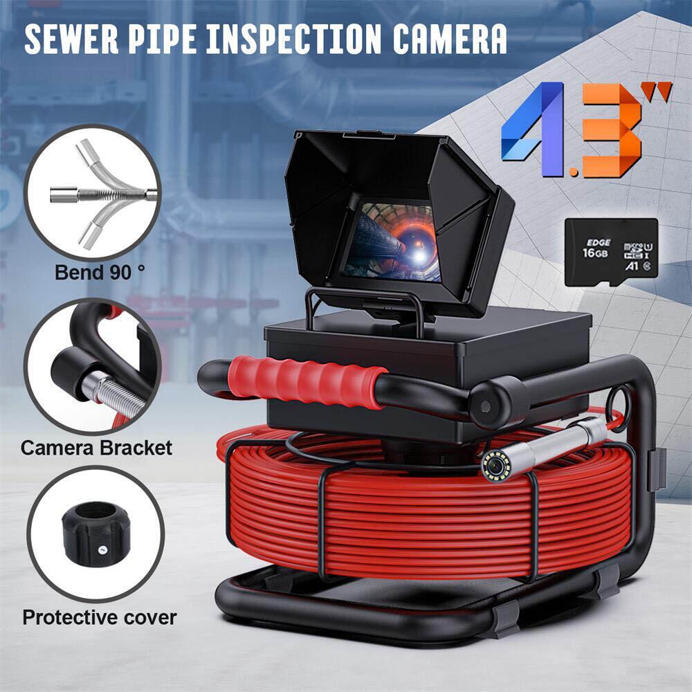 ESANHAO Sewer Camera 98ft/30m Pipe Inspection Camera HD Drain 4.3in LCD Monitor