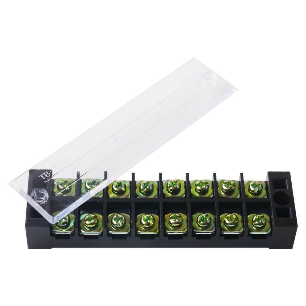 1 Set Dual Row 8-Position Screw Terminal Block Electrical Barrier Strip 600V 25A