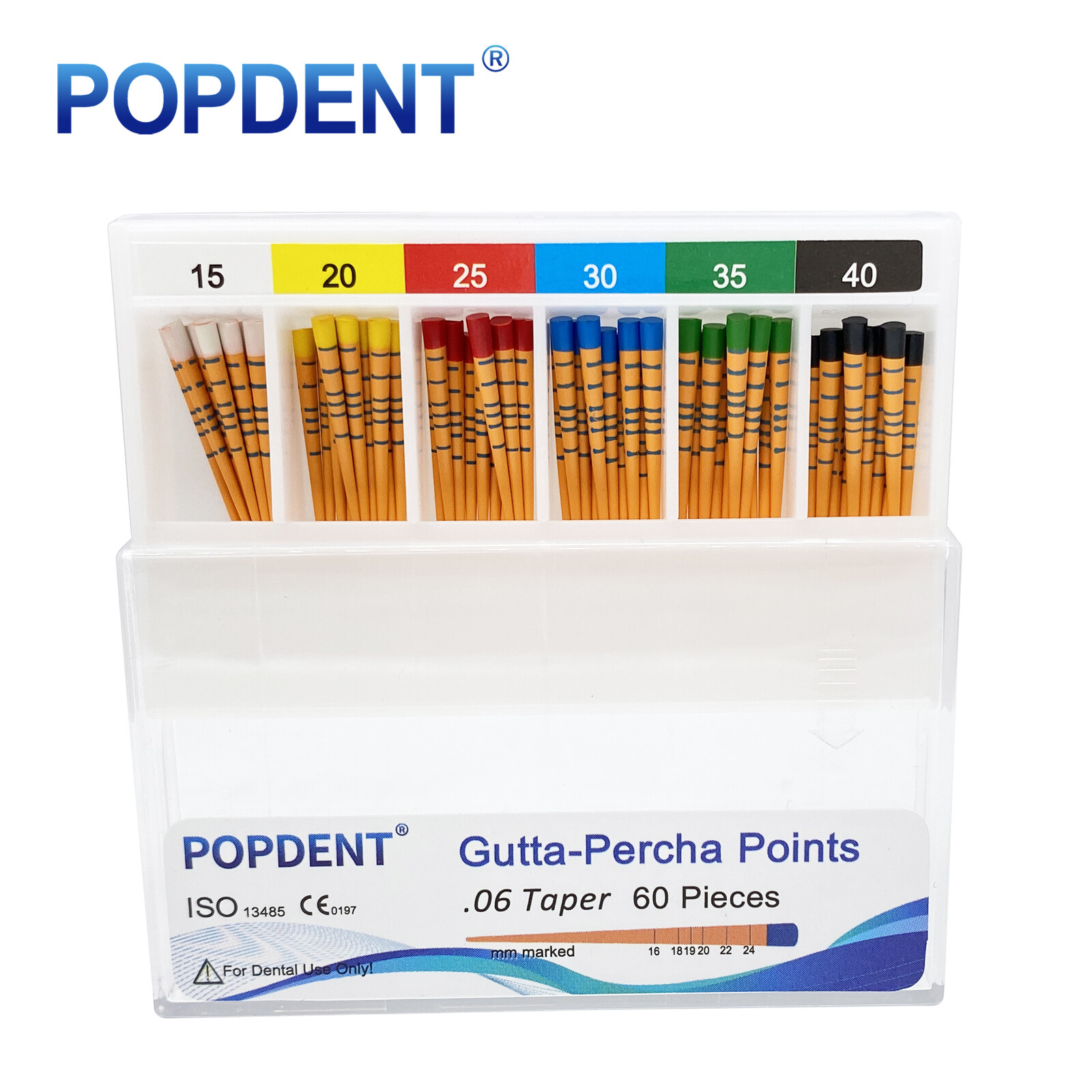 POPDENT Dental Endo Gutta Percha Points Root Canal Taper 0.02/0.04/0.06 #15-#40
