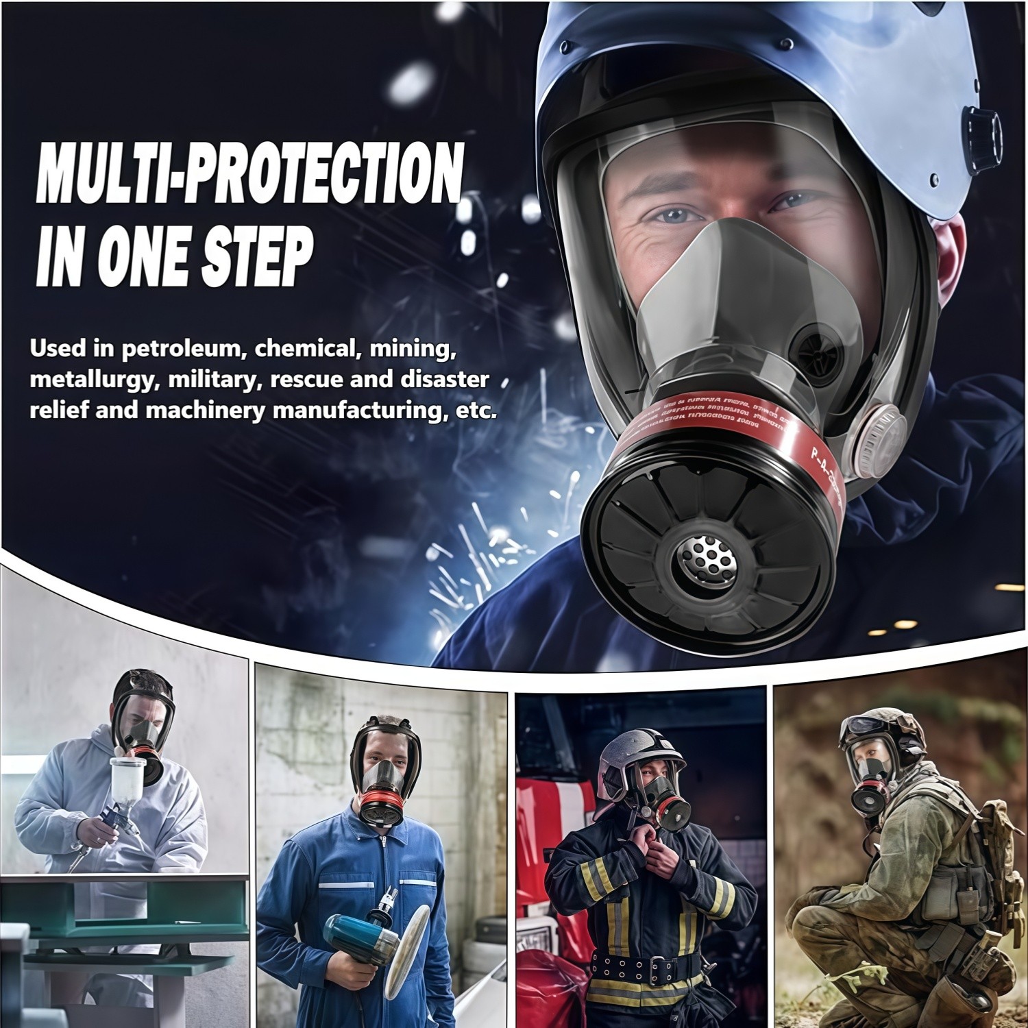 Full Face Respirator Gas Mask w/ Filters -2PCS 40mm Activated Carbon Filter 6800