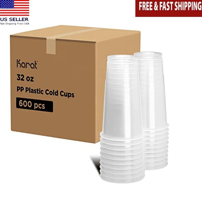600ct Disposable Plastic Cups 32oz BPA Free Cold Drink Recyclable New