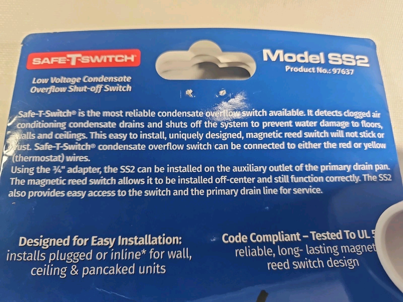 RectorSeal Safe-T-Switch SS2 Low Voltage Condensate Overflow Switch
