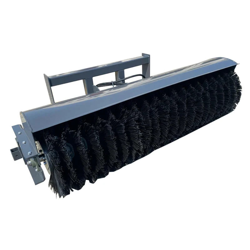 72″ Skid Steer Broom Sweeper, Poly/Steel Bristles, with Debris Bucket 16-21 gpm