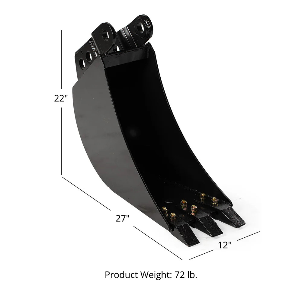 Titan Attachments 12″ Front Hoe & Backhoe Bucket, Carbon Steel Teeth
