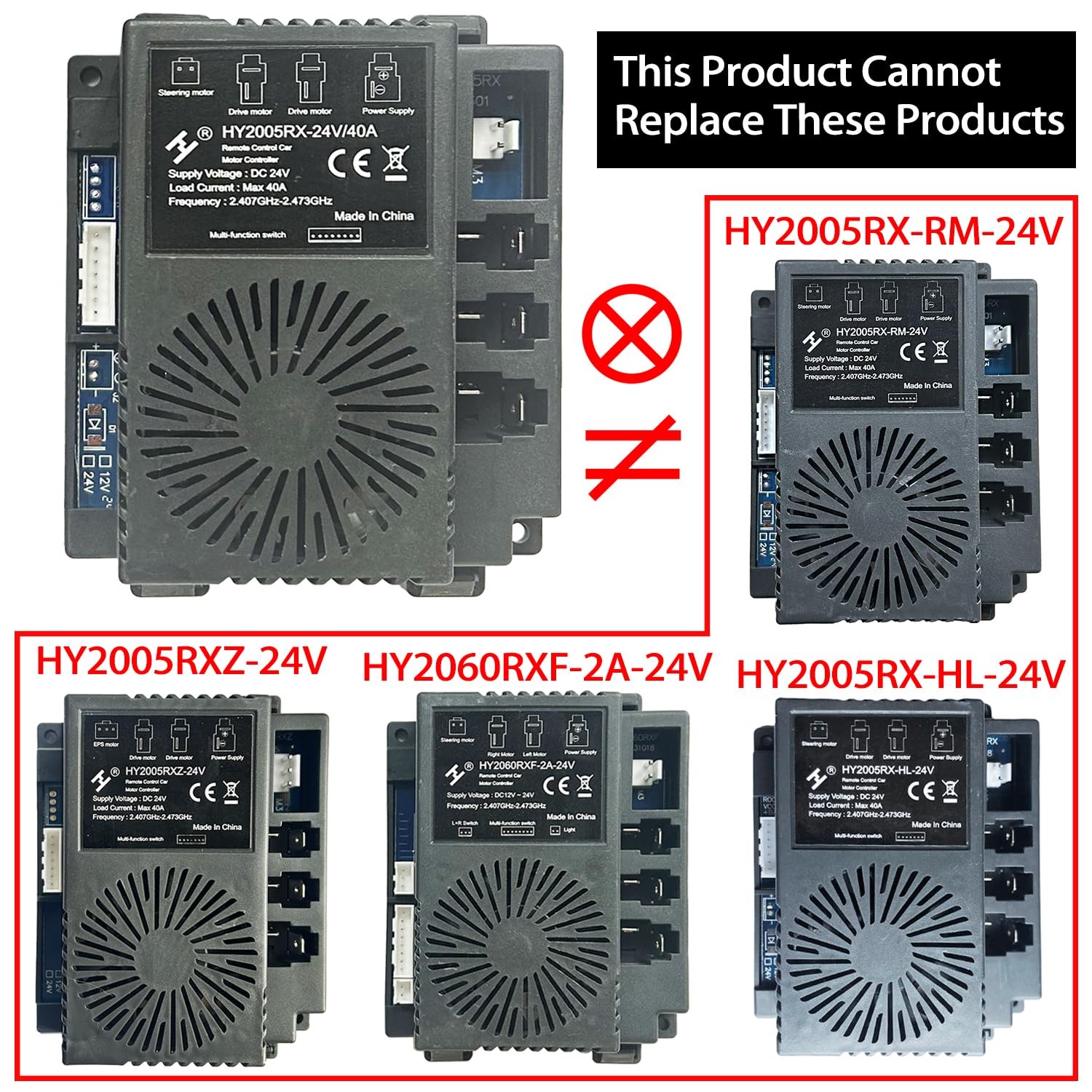 HY2005RX-24V/40A High Power 2.4G Bluetooth Motor Control Box for Power Wheels…