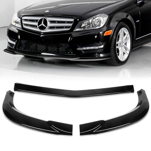 3Pcs Bumper Lip Spoiler Splitter for W204 C-Class Sport 2011-14 Painted Black