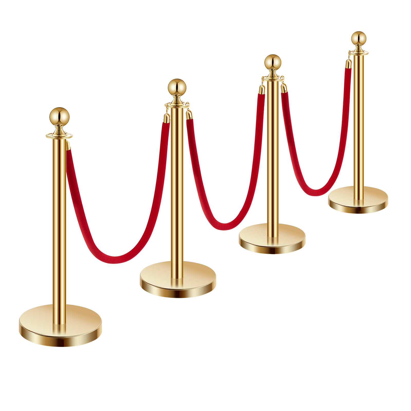 4-8 Pcs Gold Stanchion Post 2/3/4/6 Ropes/Belts Sand Injection Hollow Base