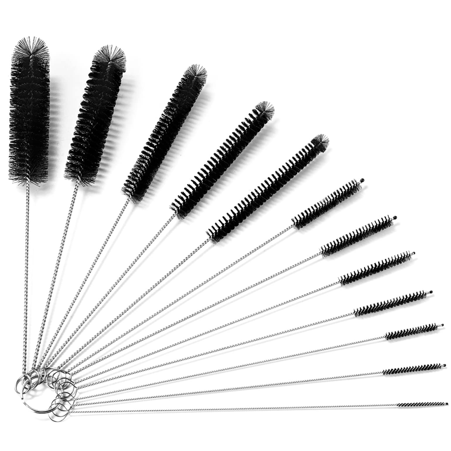 9.5 Inches Long Straw Cleaner Brush Set, 12 Pack 9.45 inches / 24 cm, Black