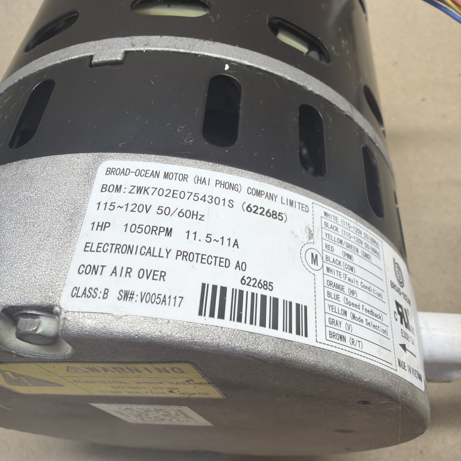 ✅ BROAD-OCEAN ECM BLOWER MOTOR 1/2HP 208-230V ZWK702E0754301S KMSAH011A05