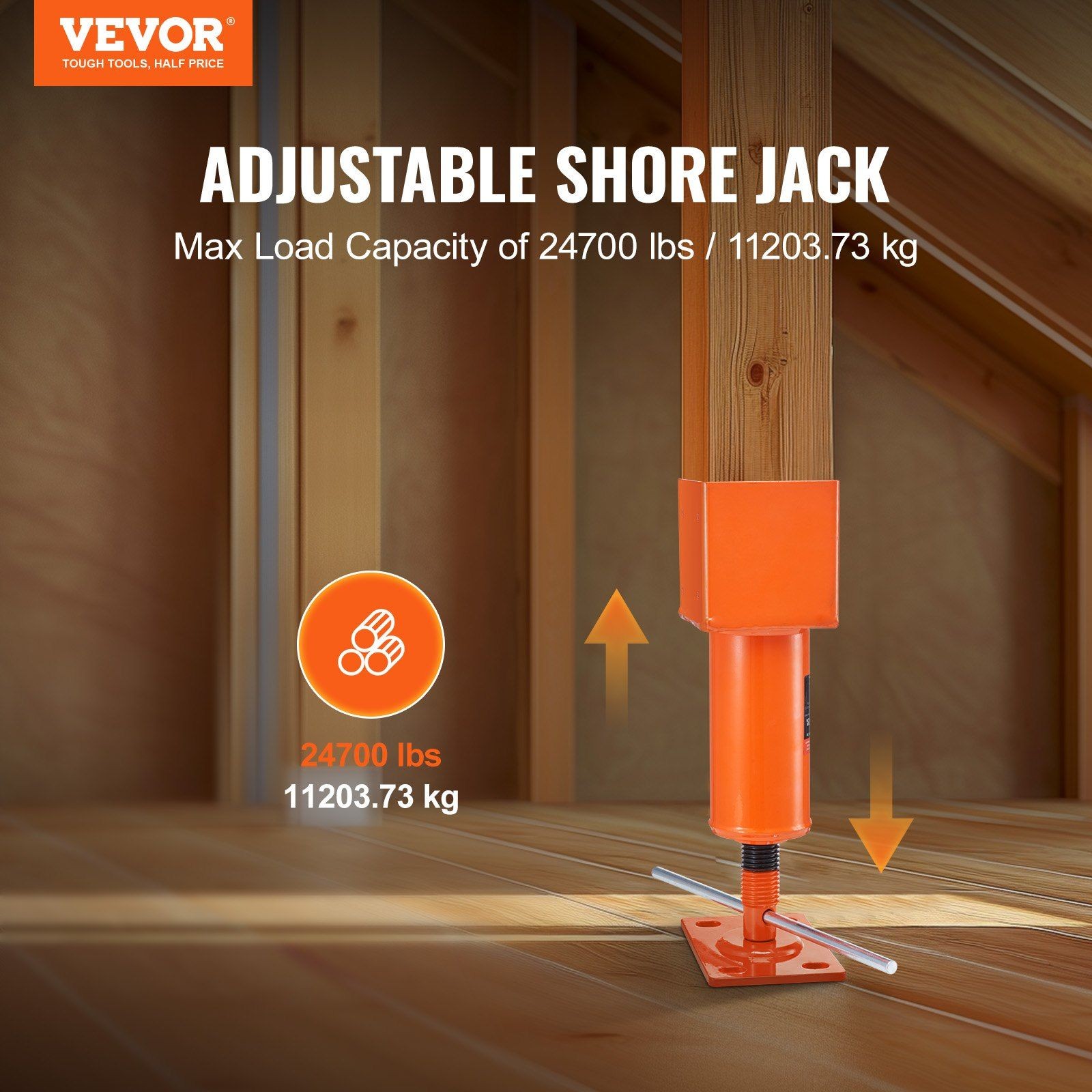 Adjustable 24700lb 4×4 Screw Jack 13.2-18.7in Height for Home Leveling