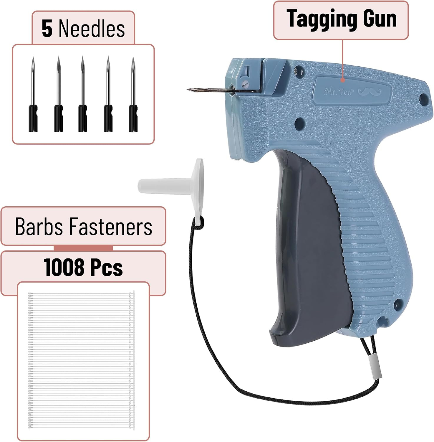 – Price Tagging Gun, Hangtag Attacher with 1000 Barbs | 2″ Long Barbs Fasteners
