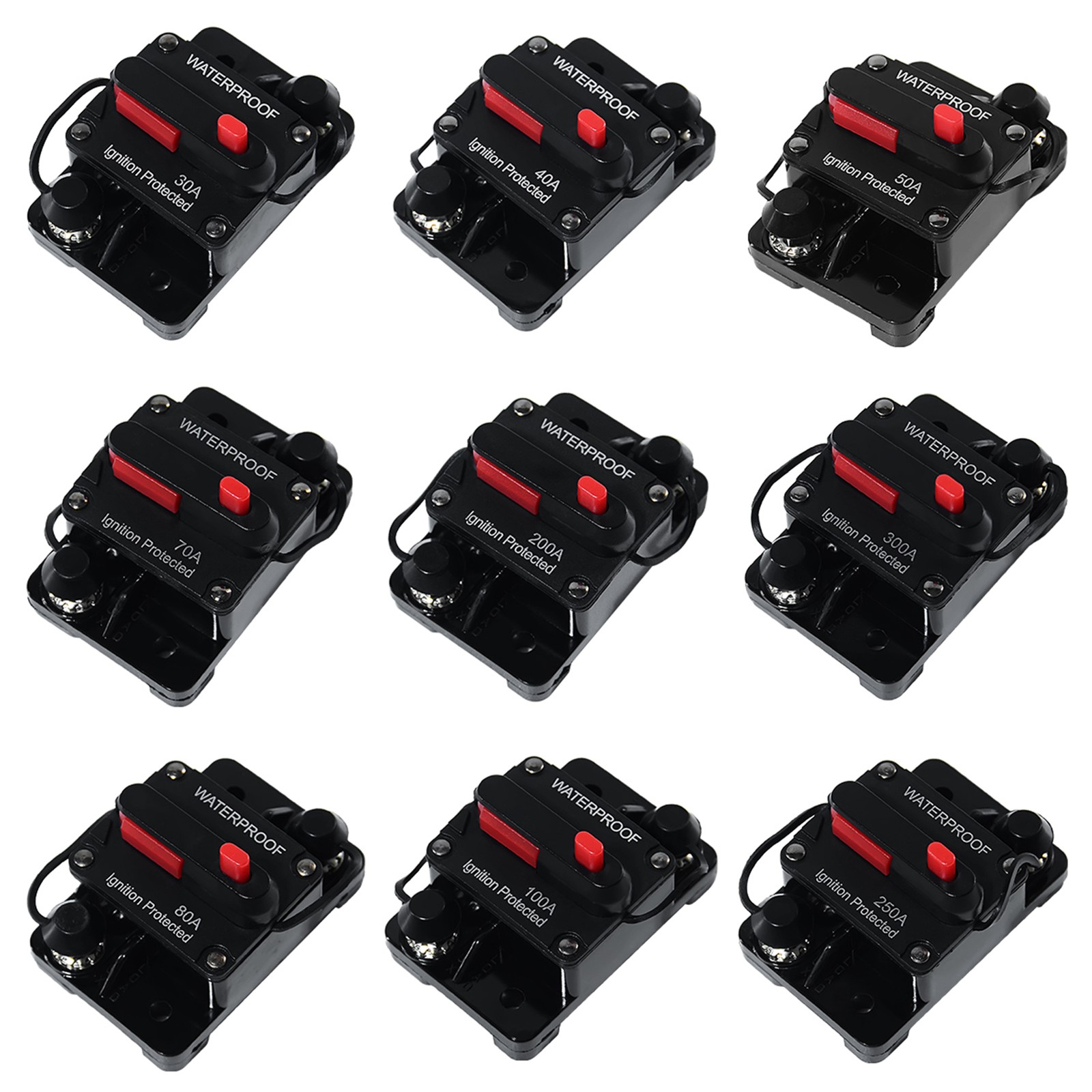 20A-300A Amp Circuit Breaker Audio Fuse 12V-48V DC Car Boat Manual Reset Switch