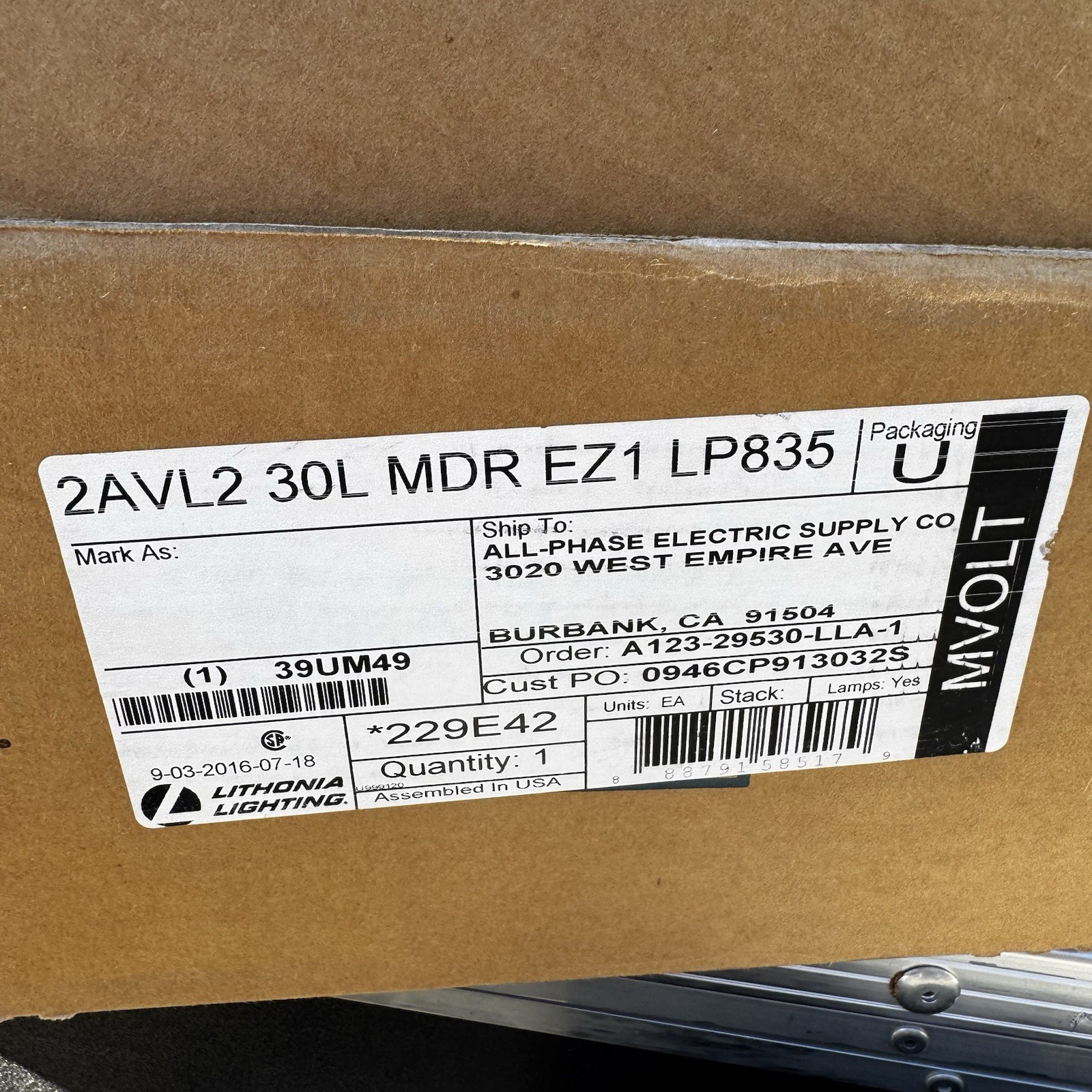 LITHONIA LIGHTING 2AVL2 30L MDR EZ1 LP835 LED Recessed Troffer Lighting
