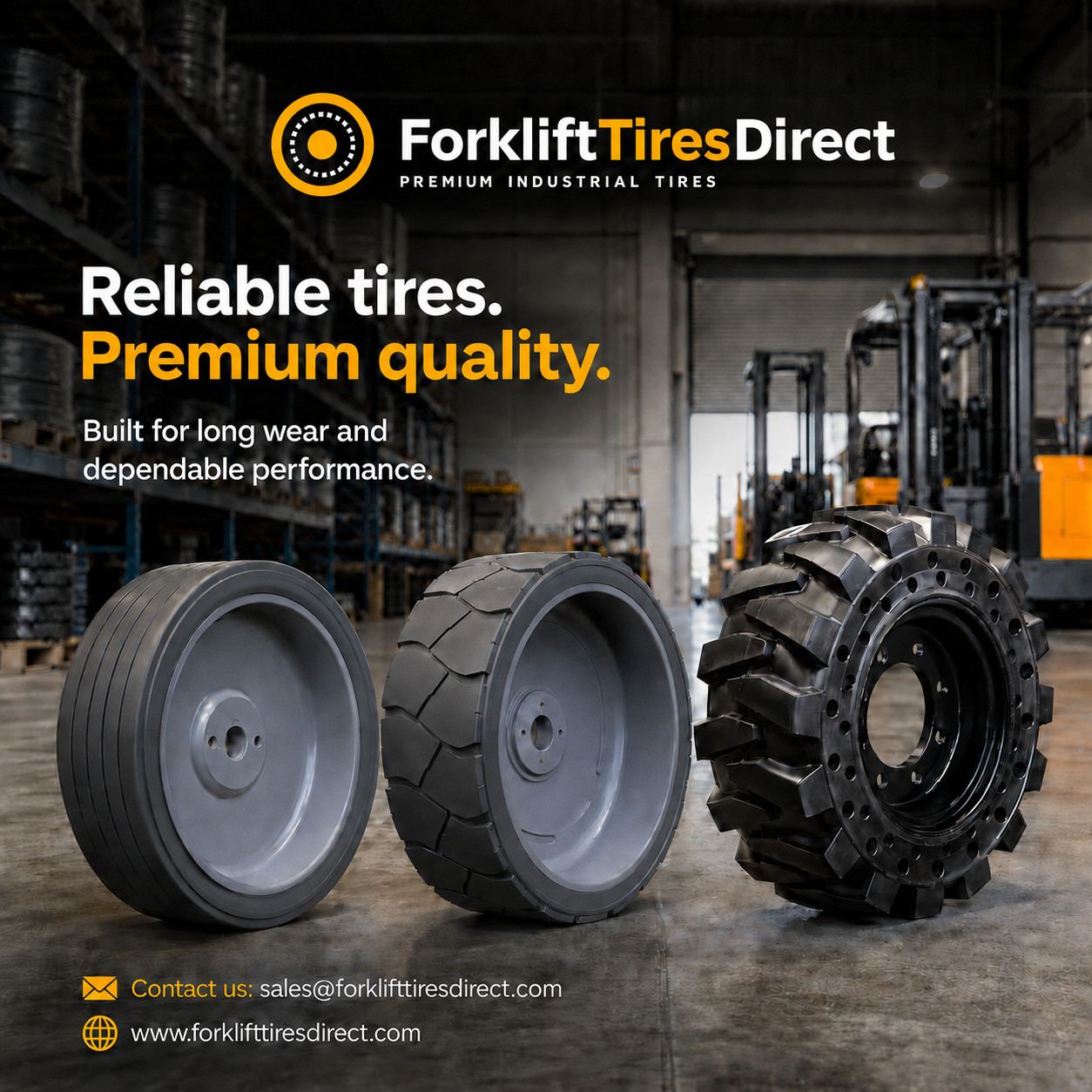 (Pack of 2) 6.00-9 Outdoor Solid Pneumatic Forklift Tire