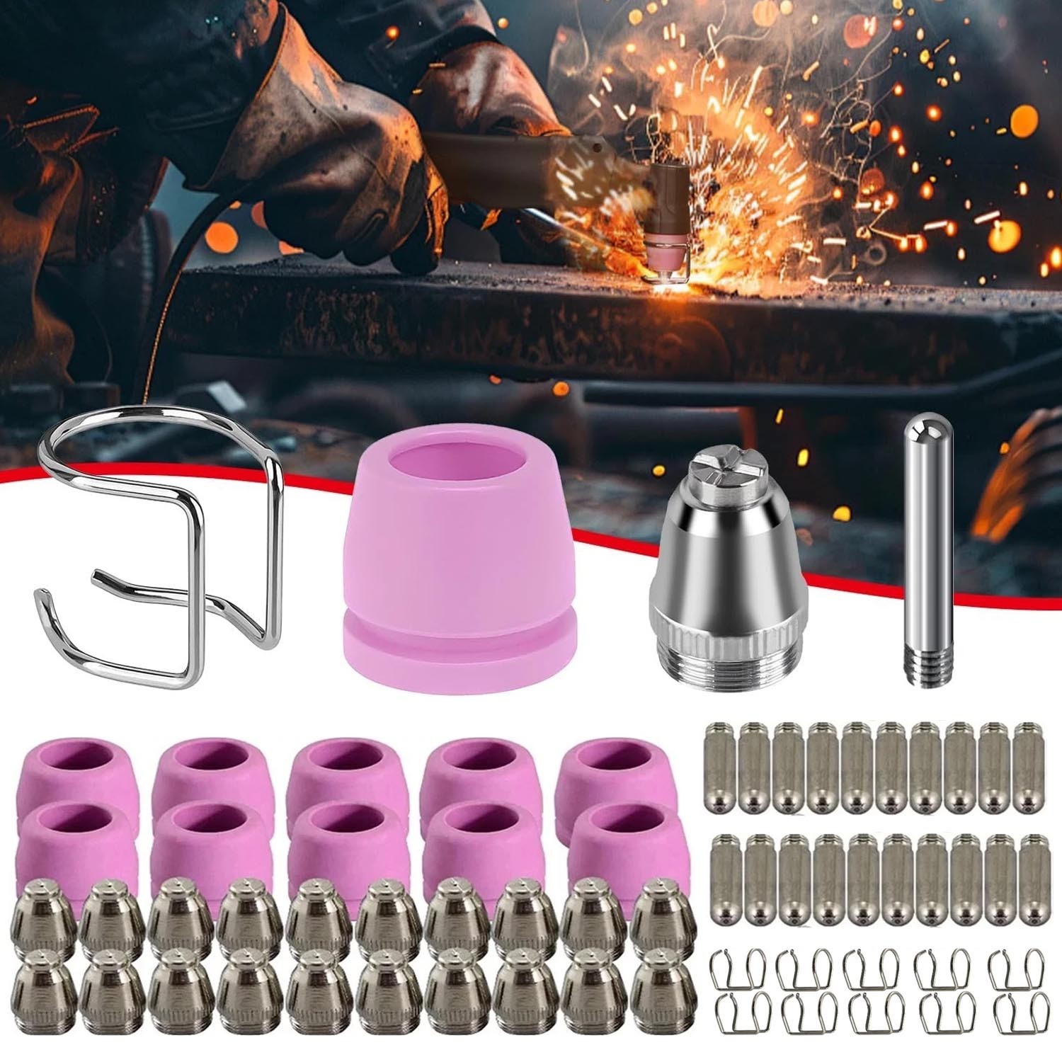 60pcs Plasma Cutter Torch Consumables Kit for SG-55, AG-60, WSD-60 CUT50 60Amp