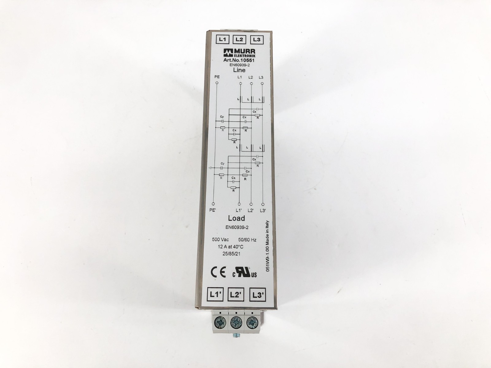 New Murr Elektronik 10551 EMC Filter 3-Phase 2-Stage 500VAC 12A MEF Series