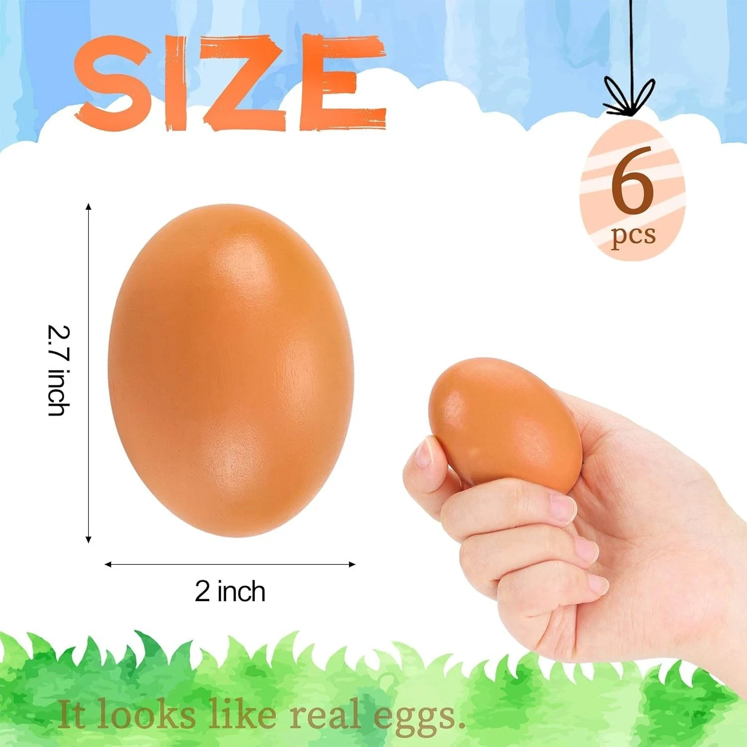 Fake Nest Eggs Wooden Brown Easter Eggs for Craft Get Hens to Lay Eggs 6Pcs