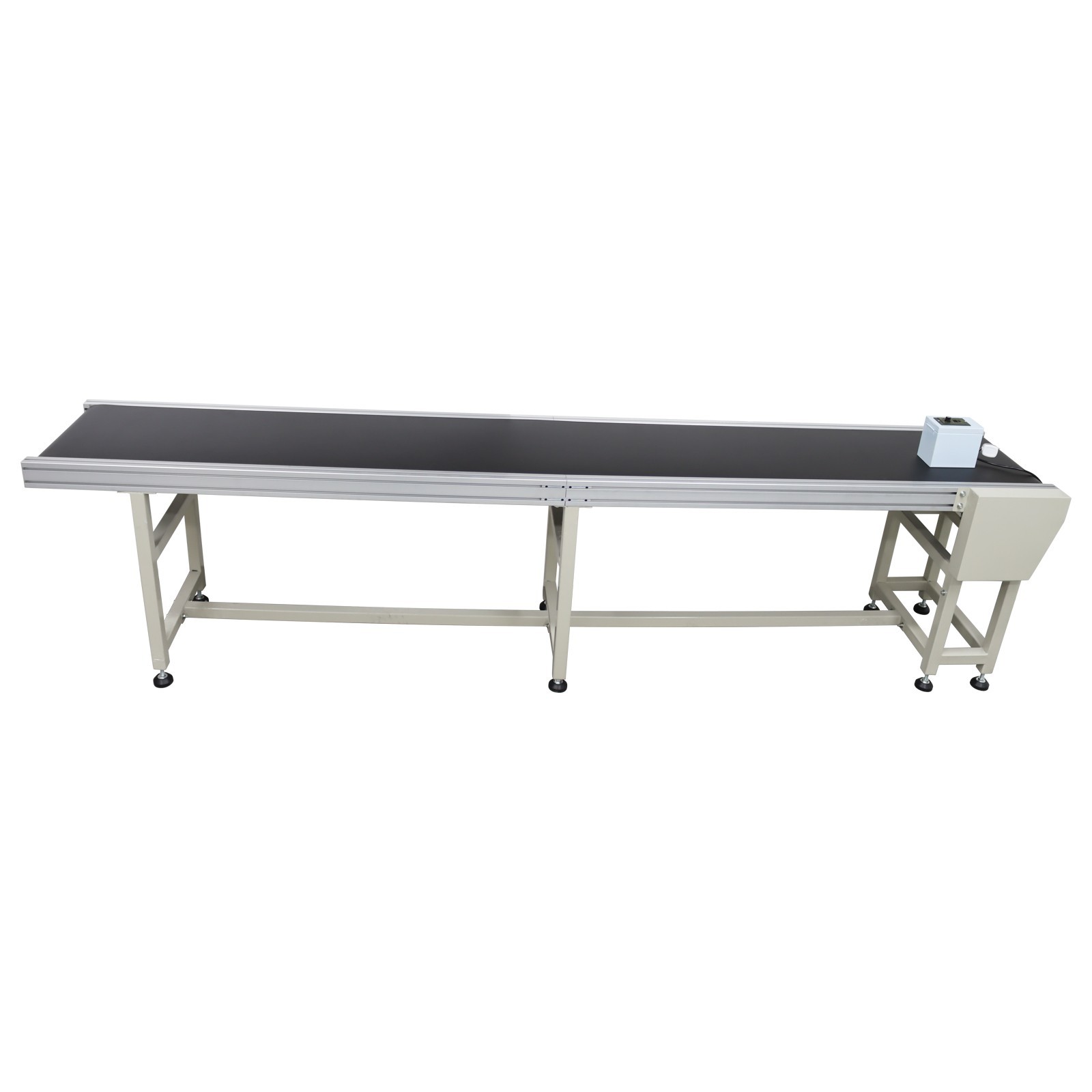 Open Box!Transport System 118in*11.8in L*W Black PVC Conveyor Belt 110V Shipping