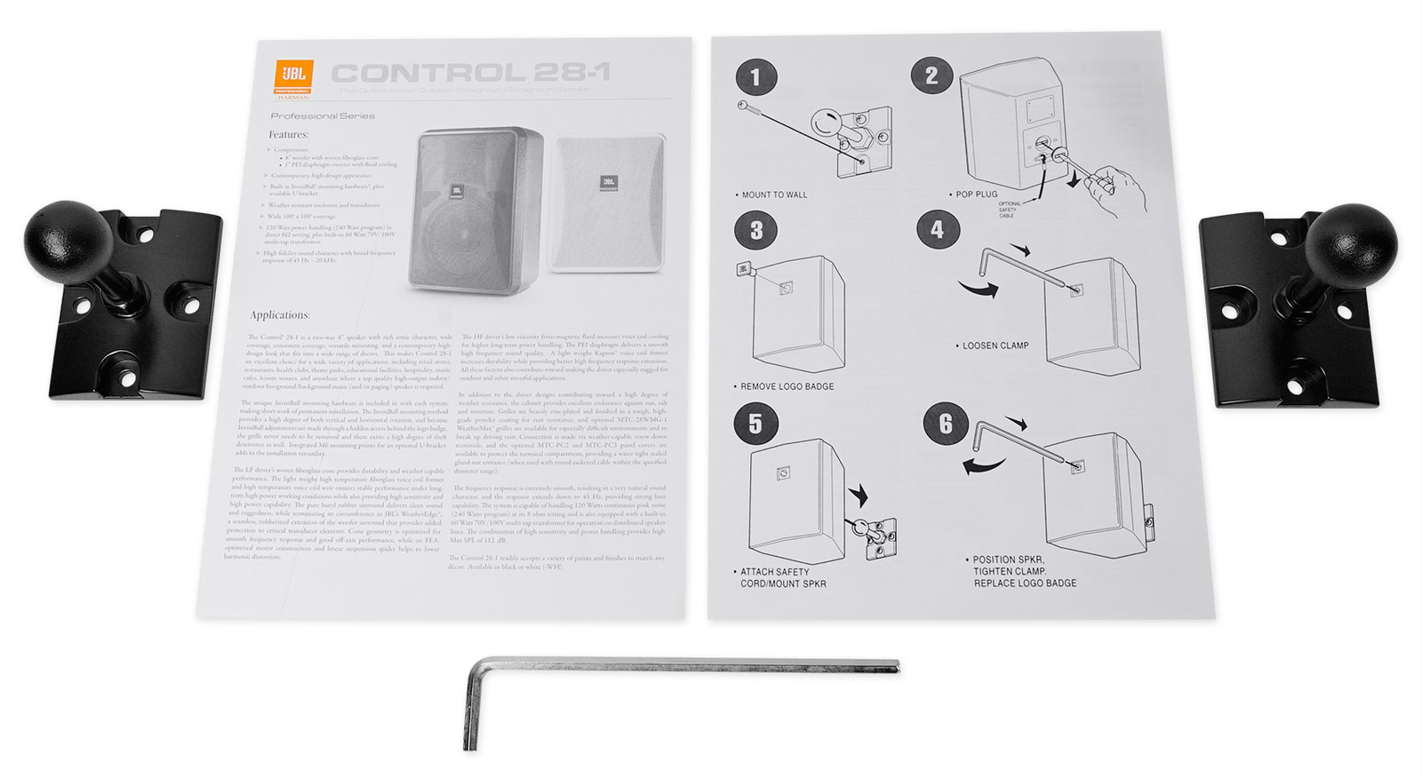 2) JBL Control 28-1 8″ 60w 70v Commercial Indoor/Outdoor Speakers For Restaurant