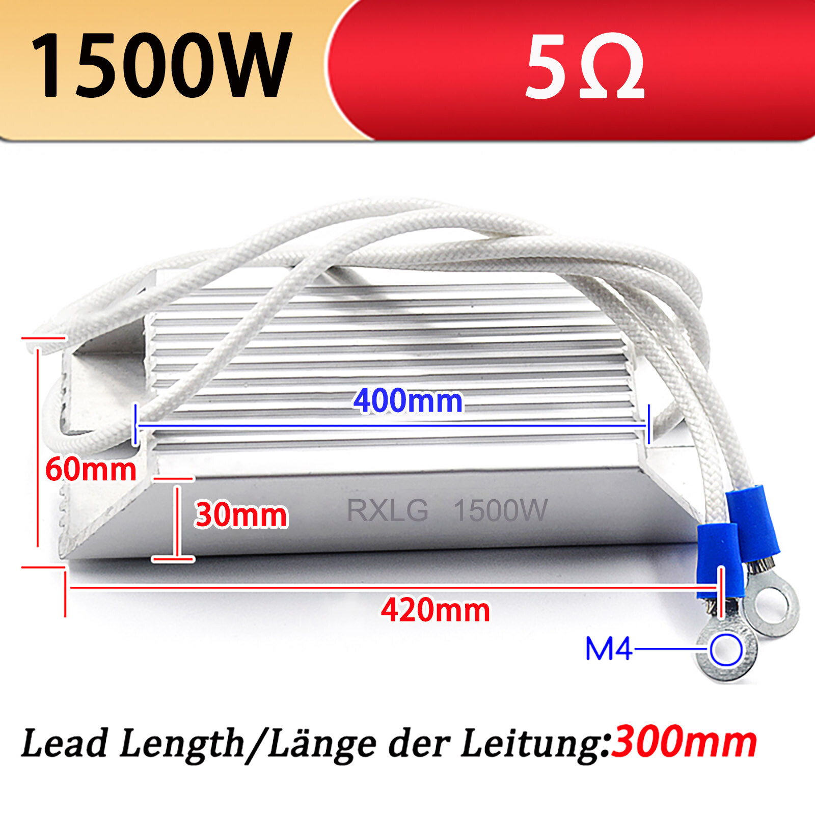 RXLG Aluminium Housed Inverter Resistors Braking Resistors 1000W Power 5 To 500Ω