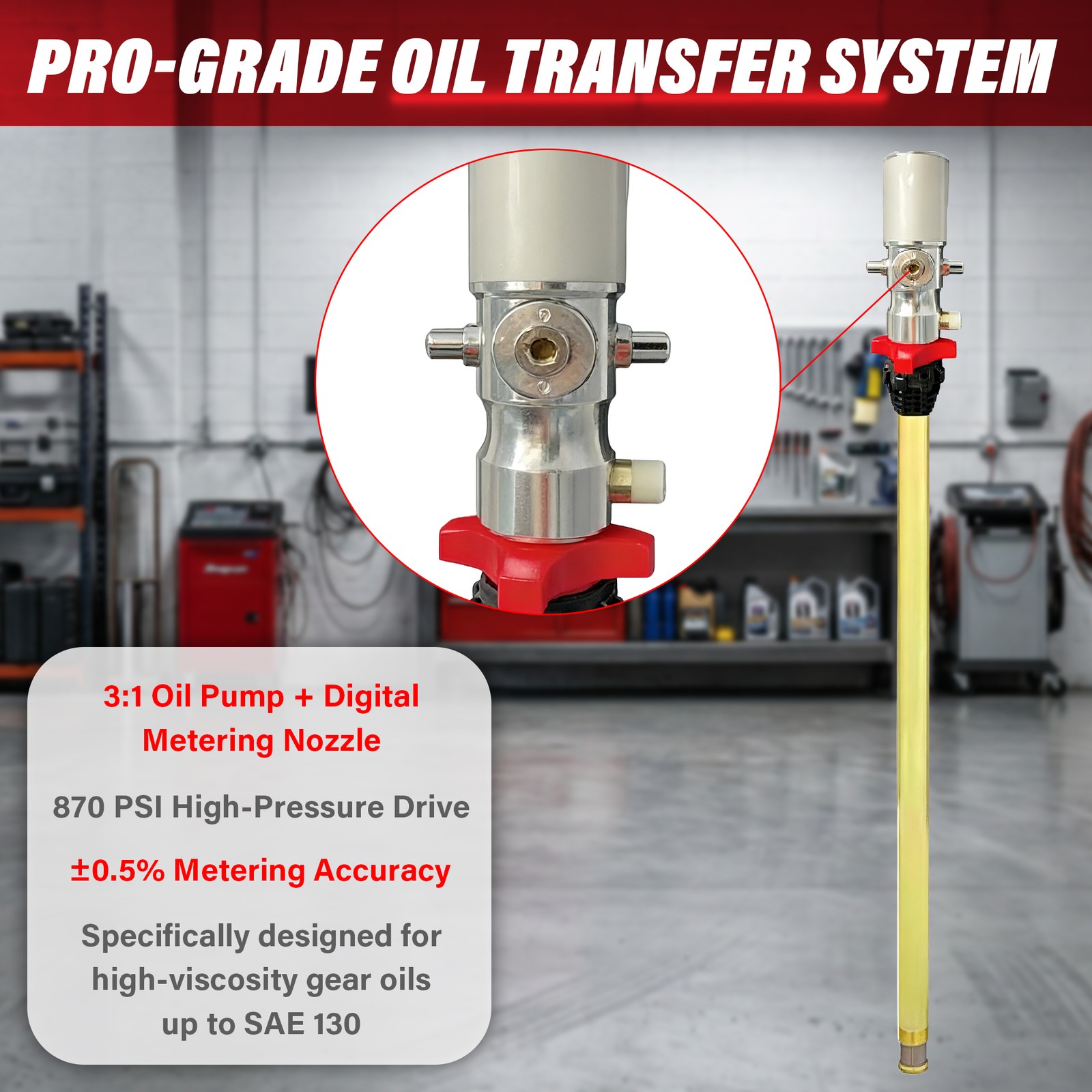 LAUCO Mobile Oil Pump Kit – 3:1 Air Operated Drum Pump for 55 Gallon Barrel