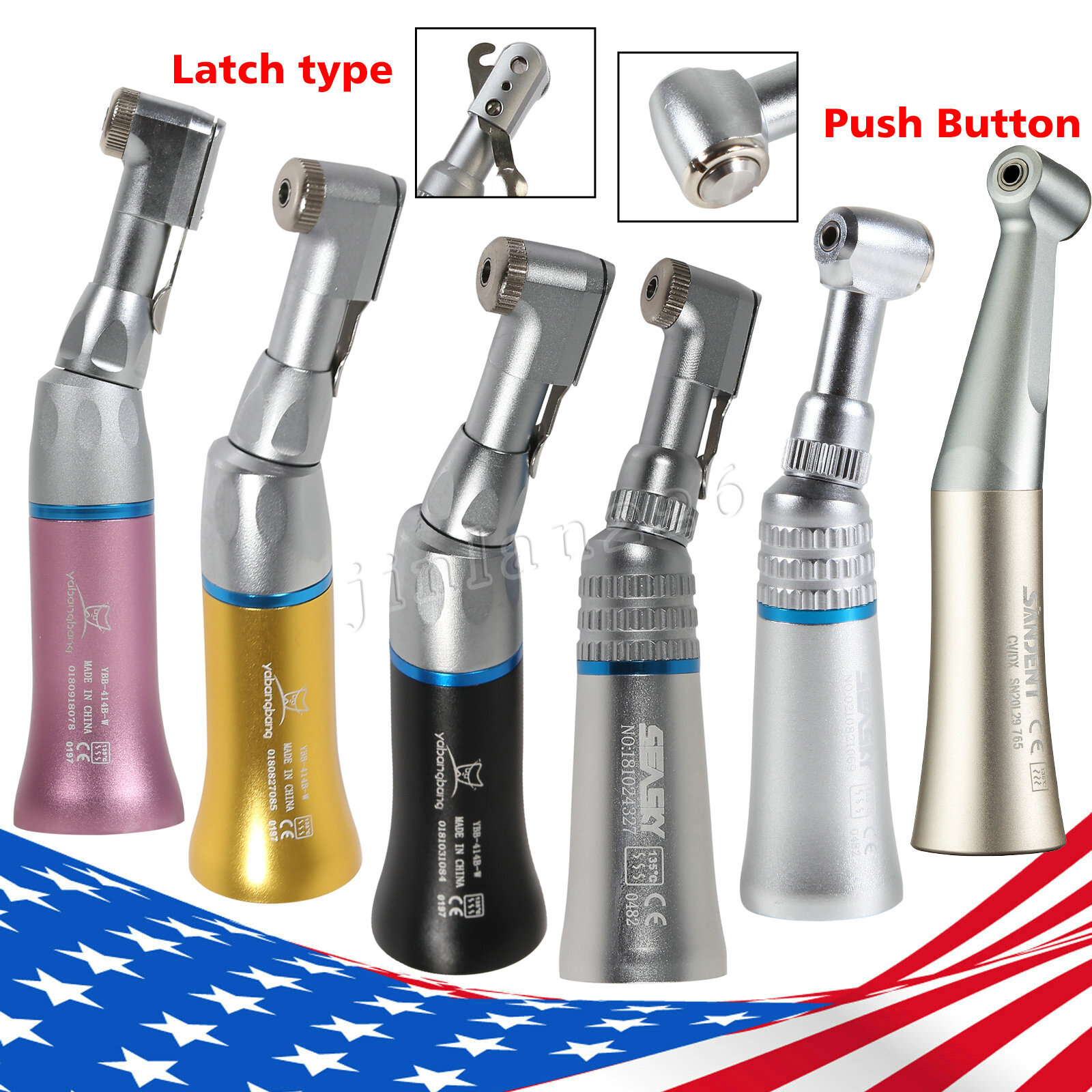 Dental Low Speed Handpiece Contra Angle Straight Air Motor / 4:1 Hygiene Prophy