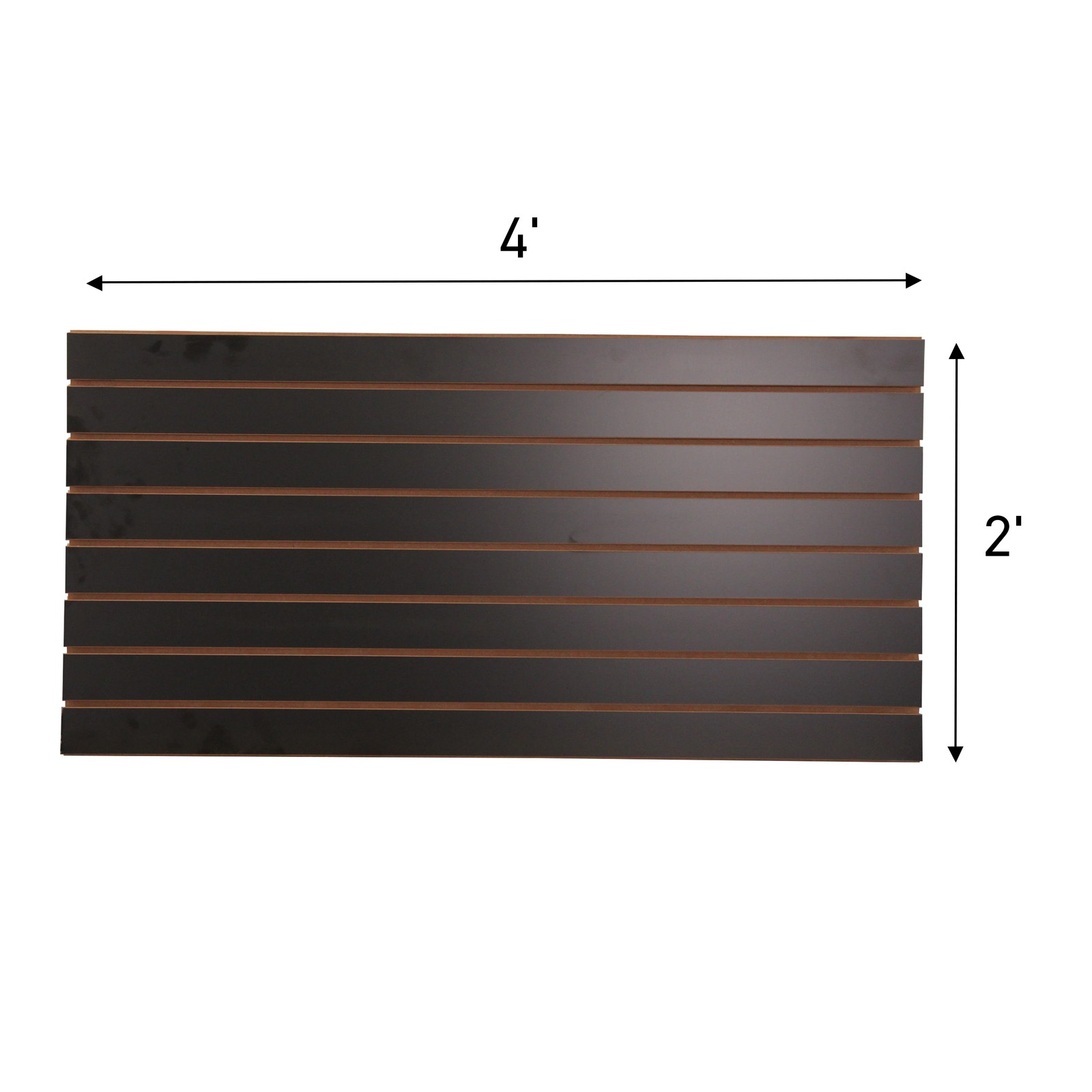 4 ft x 2 ft Horizontal Black Slatwall Easy Panels (24″H x 48″L) – Pack of 2