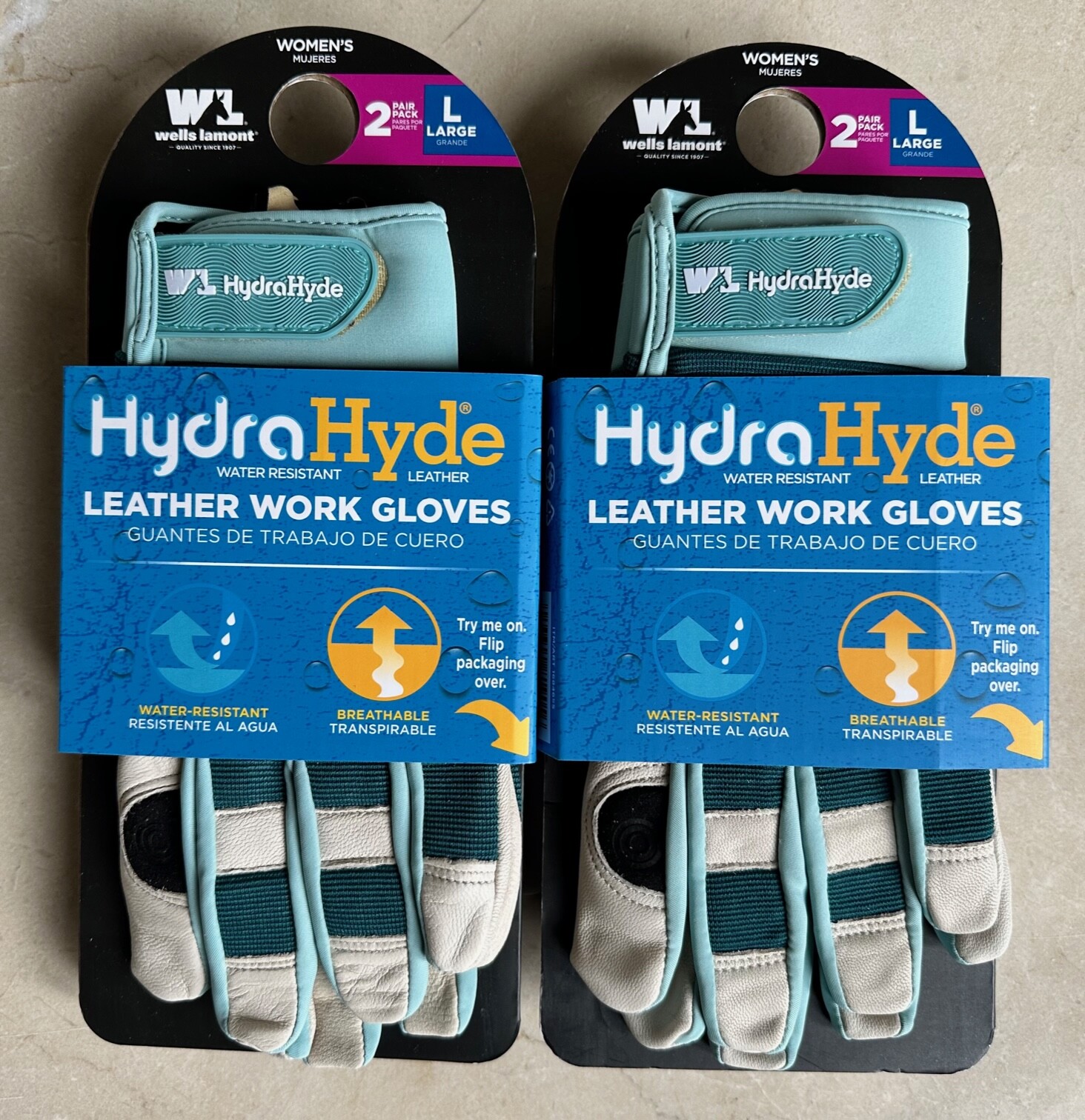 4 Pairs Wells Lamont Women’s HydraHyde Leather Work Gloves Select Size S M L