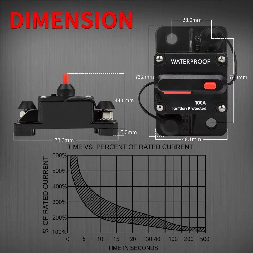 30A-300A Amp Circuit Breaker Audio Fuse 12V-48V DC Car Boat Manual Reset Switch