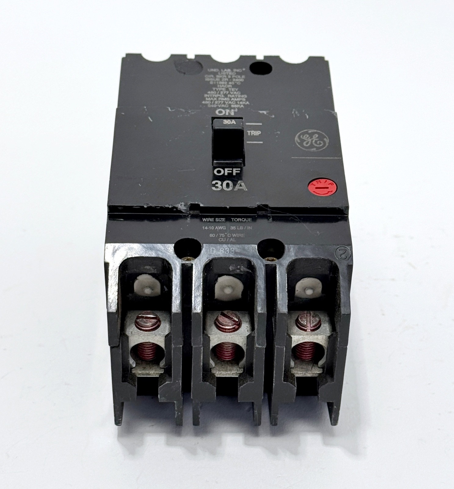 General Electric GE TEY330 3 Pole 30Amp 480v Molded Case Circuit Breaker