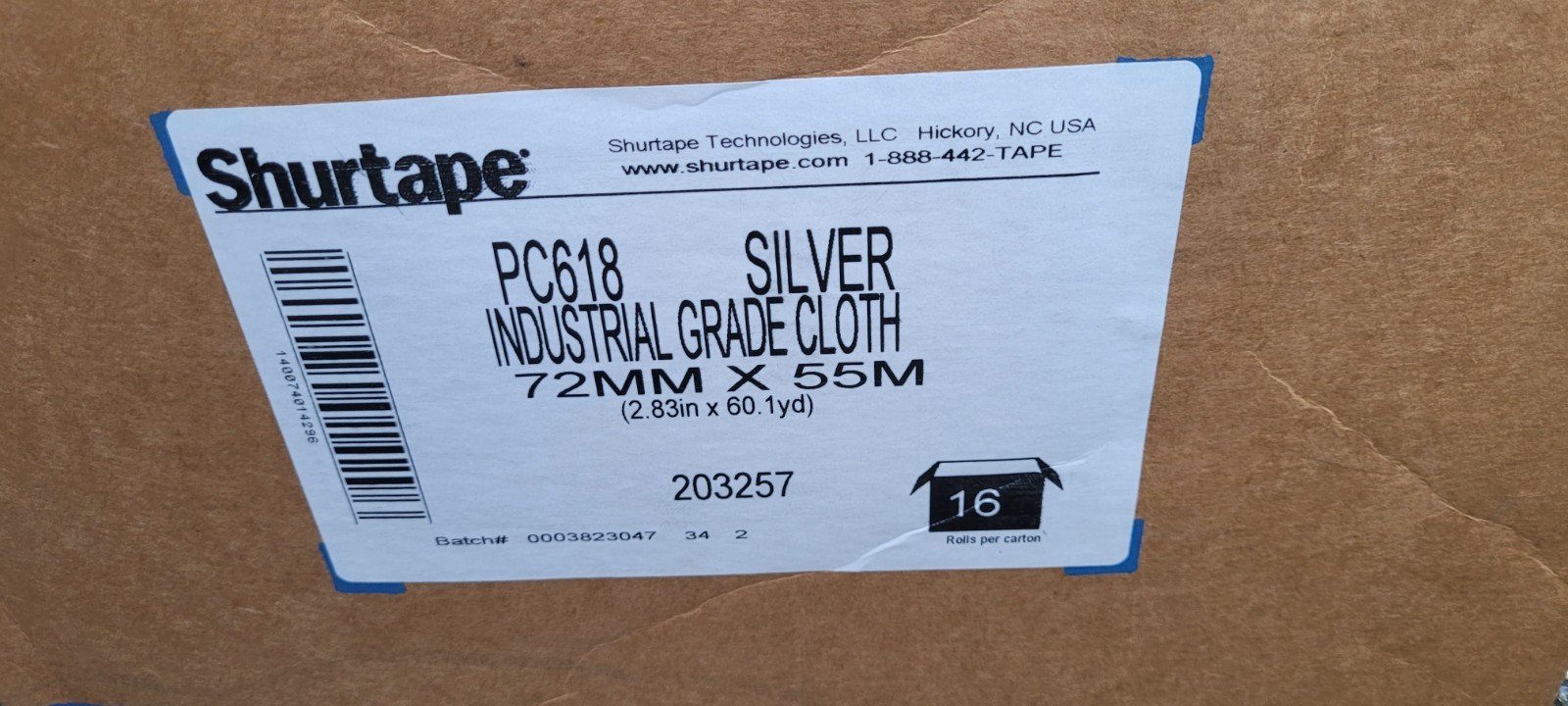 LOT OF 4 , Shurtape 203257 PC 618 3″ Duct Tape, Silver, 72mm x 55m