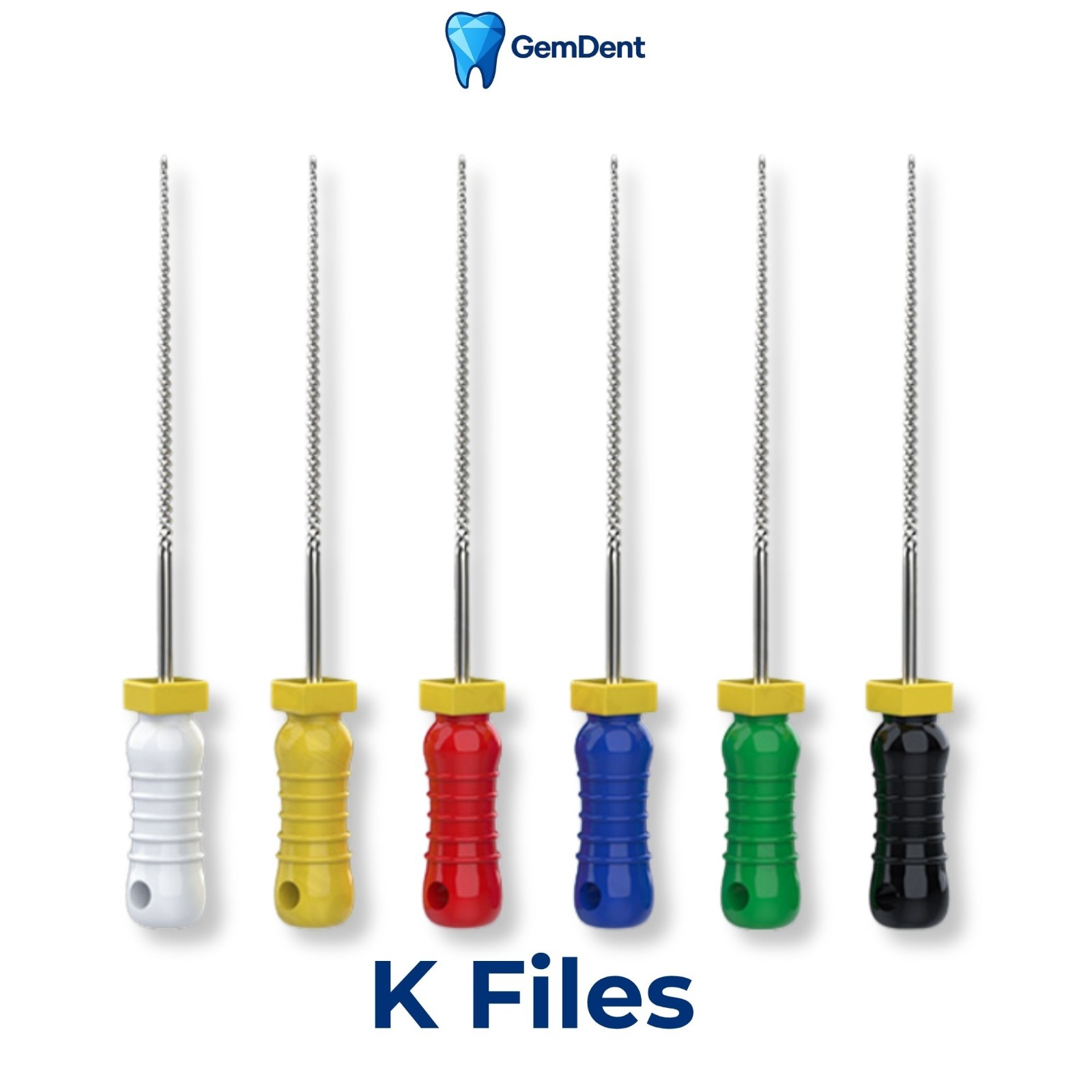 GemDent K Files Endo Root Canal Stainless Steel & NiTi Hand Files 21/25mm 6pk