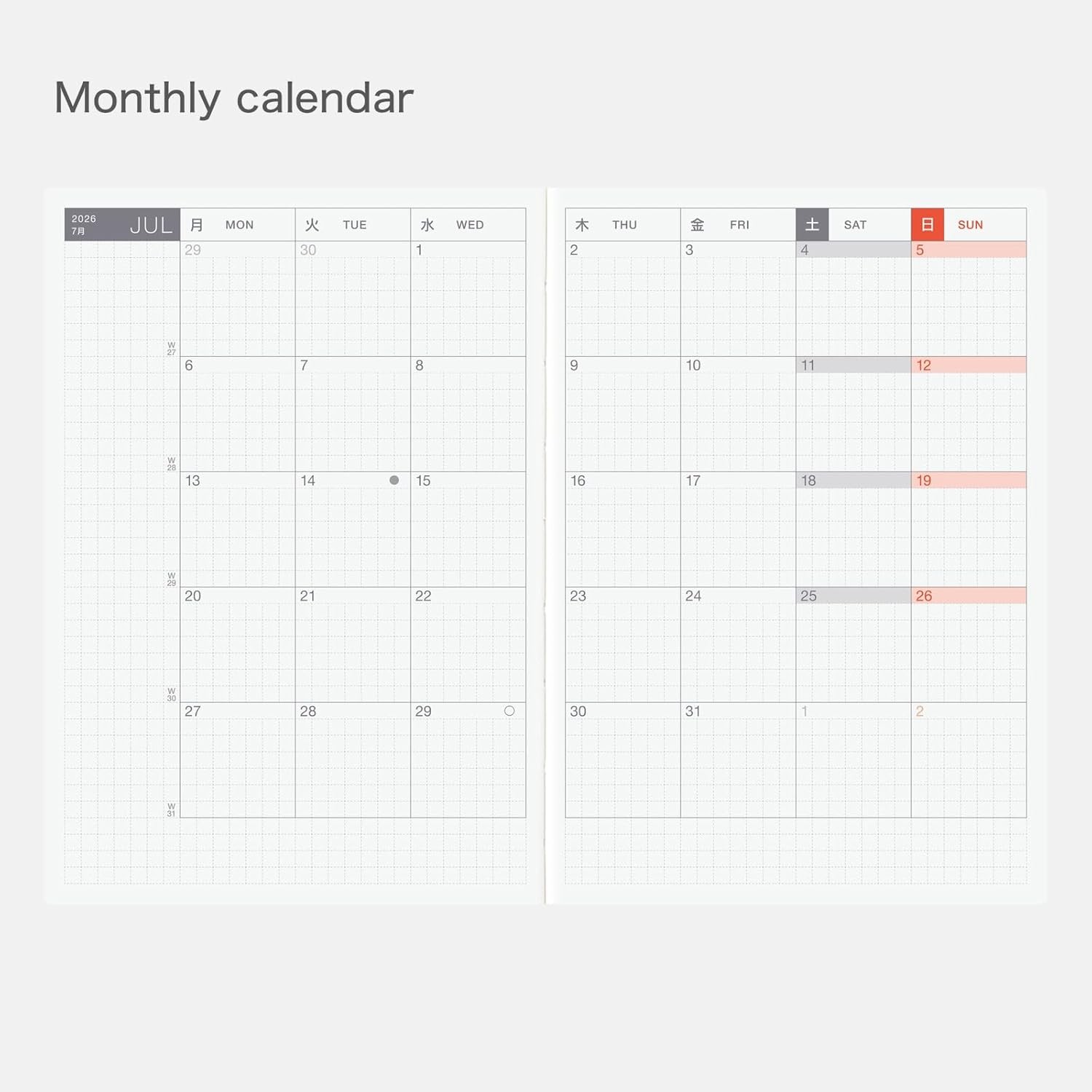 Hobonichi Techo 2026 Original Book – A6, English, Daily, January Start, Monday S
