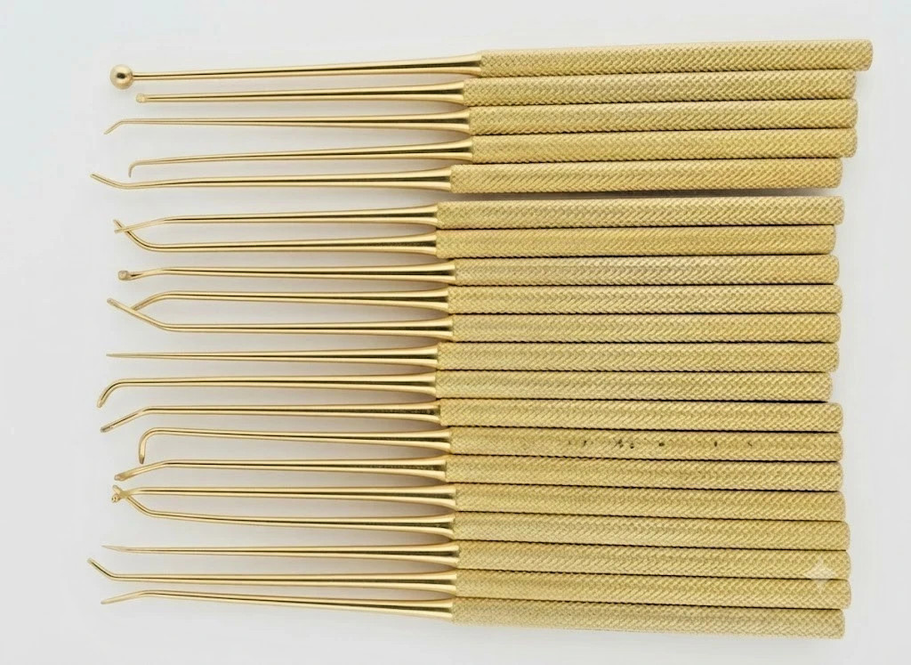 Rhoton Micro Dissector Expanded Full Gold Set 20 Pieces Neurosurgery Surgical In