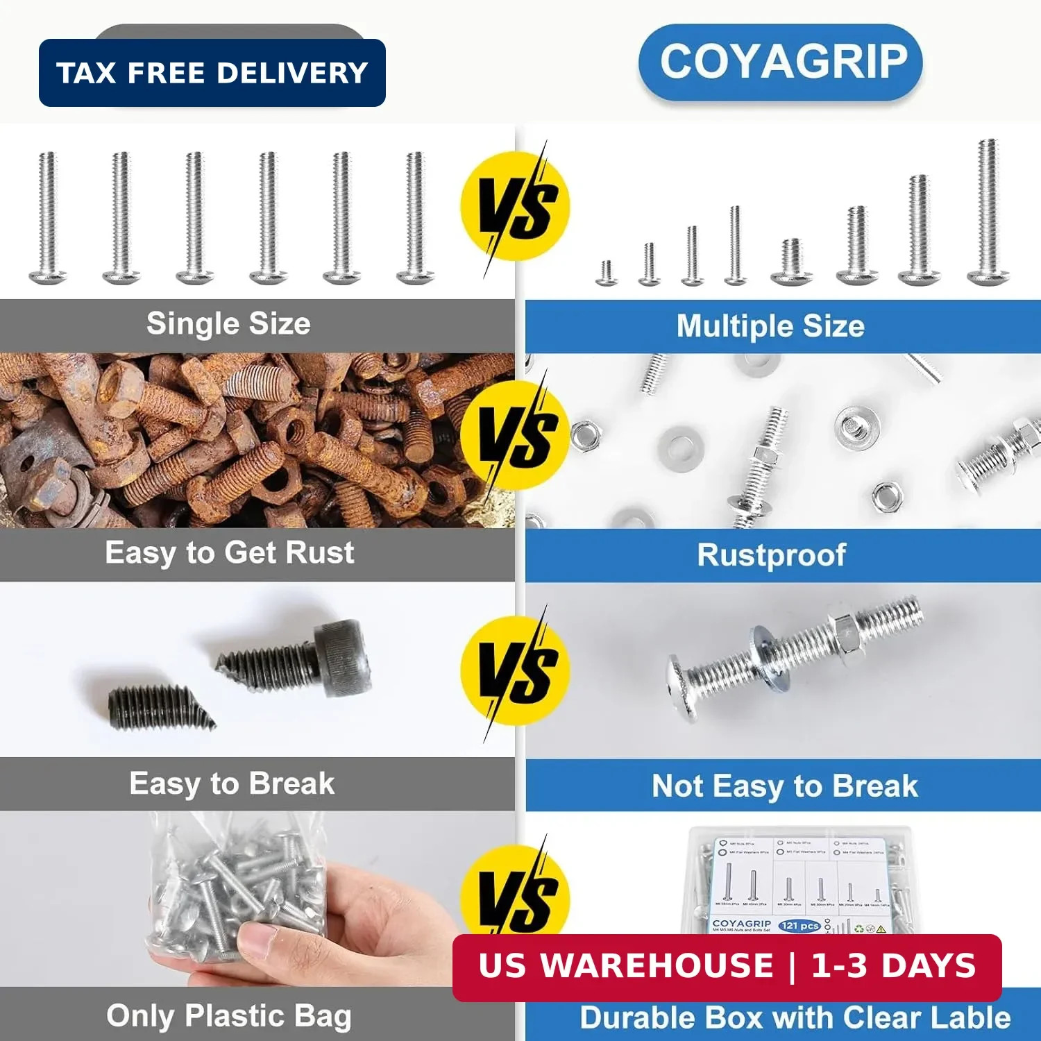 121PCS Nuts and Bolts Assortment Kit, M4 M5 M6 Phillips Head Machine Screws Asso