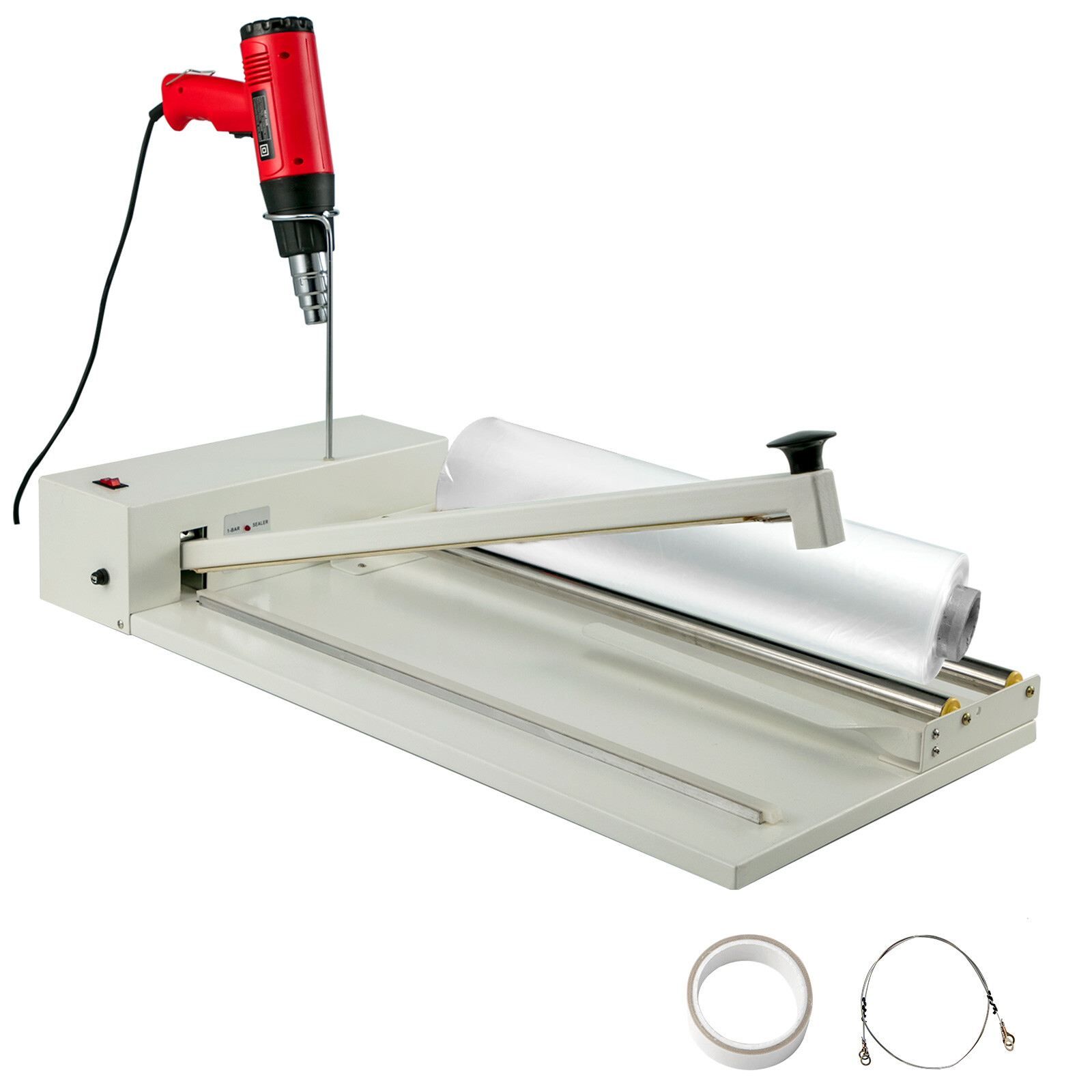 VEVOR 24″ Shrink Wrap Machine I-Bar Heat Sealer System w/1800W Heat Gun and Film