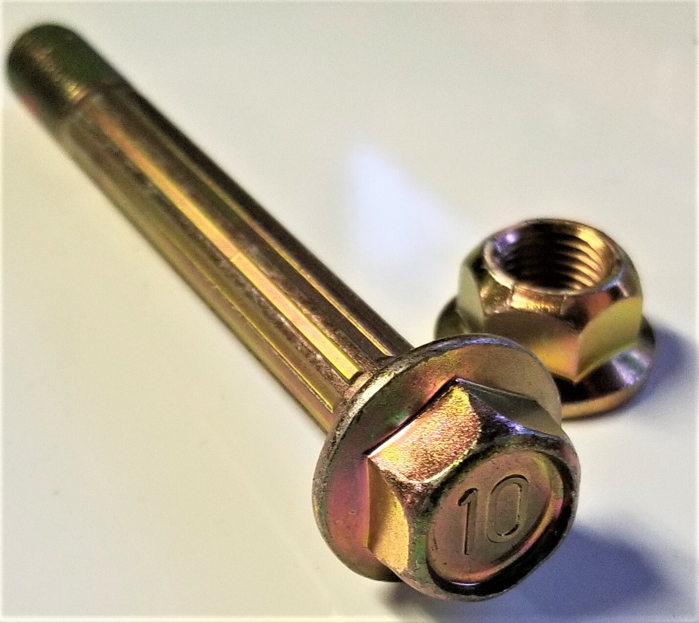 M12-1.25 x 95MM Hex Flange Bolt Fine Thread Yellow Zinc Plated, Qty of 2