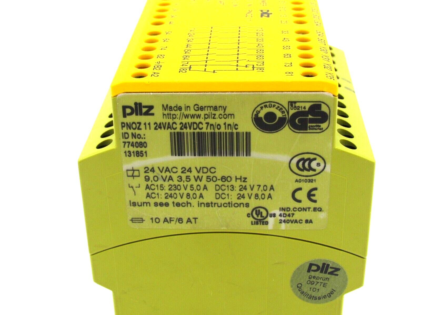 USED PILZ PNOZ-11-24VAC-24VDC-7N/0-1N/C SAFETY RELAY 774080